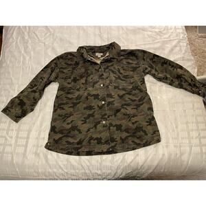 Charlie Paige Faded Camouflage Jacket Sz Large Lg Utility Coat Snap Up